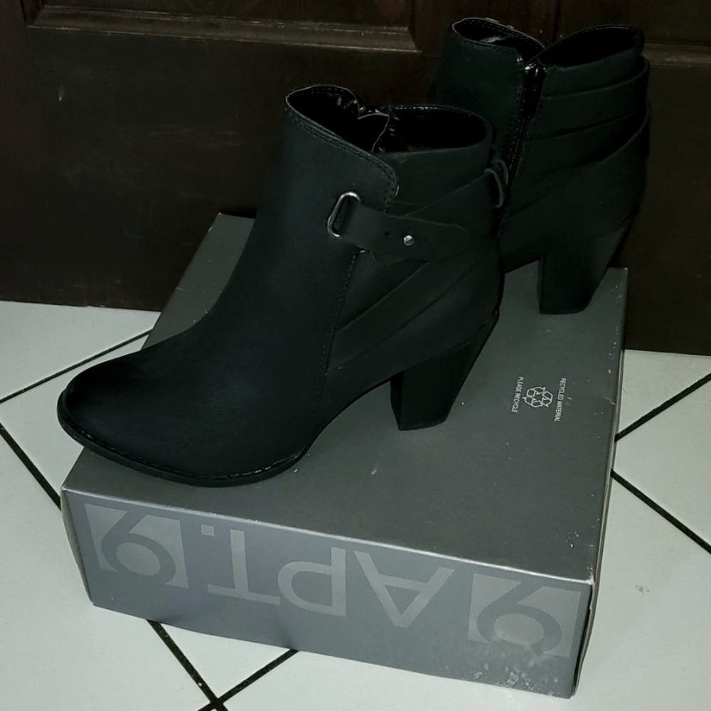 #36 Black Healed Booties